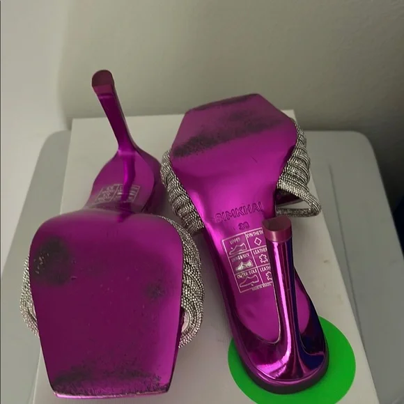 Simkhai Lena Metallic Crystal Strap Heel in Fuchsia - Picture 5 of 6